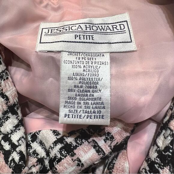 Jessica Howard Cropped Pink White & black Blazer size 10P - Picture 6 of 6